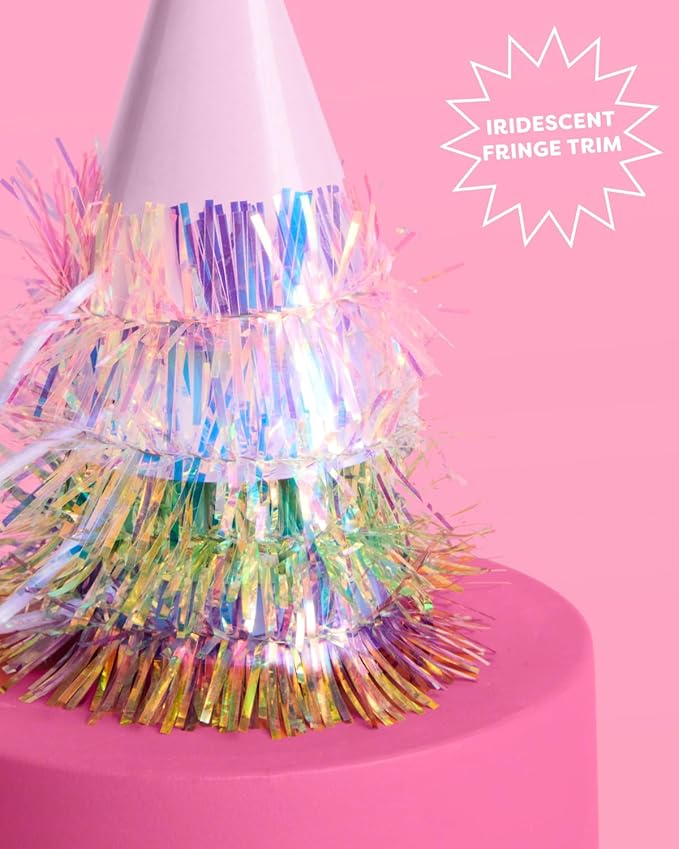 xo, Fetti Iridescent Foil Mini Party Hats, 10 pcs. | Cute Birthday Decorations, Bachelorette Hair Accessory, Kids Bday Outfit, Fun Dinner Celebration Decor