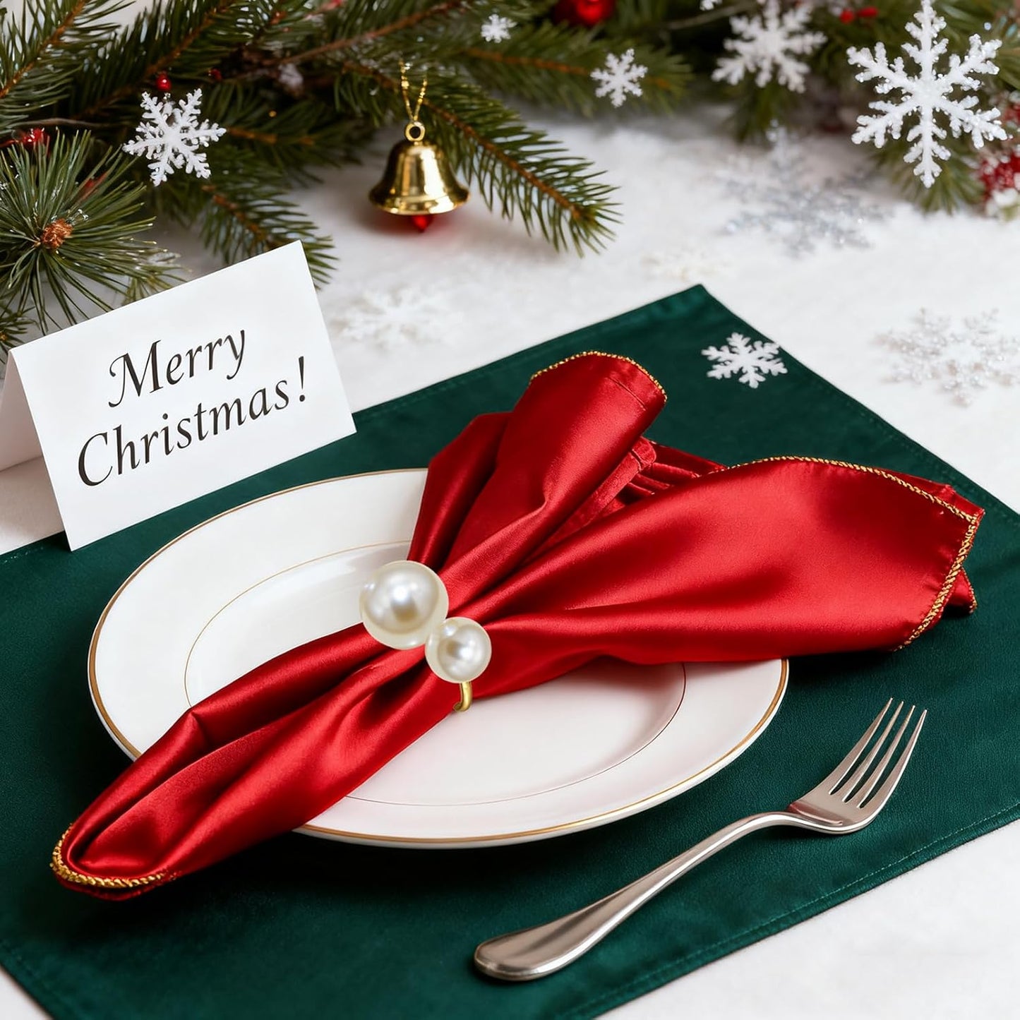Gold Pearl Napkin Rings Set of 6 for Christmas New Year Candlelight Dinner Decor,Elegant Napkin Ring Holders for Wedding Reception Anniversary Family Gatherings Daily Table Setting
