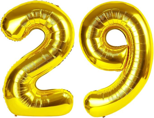 Gold Number 29 Balloon 40 inch, 29 Number Balloons, 29th Gold Birthday Decorations, 29 Year Old Women Men Golden Party Supplies