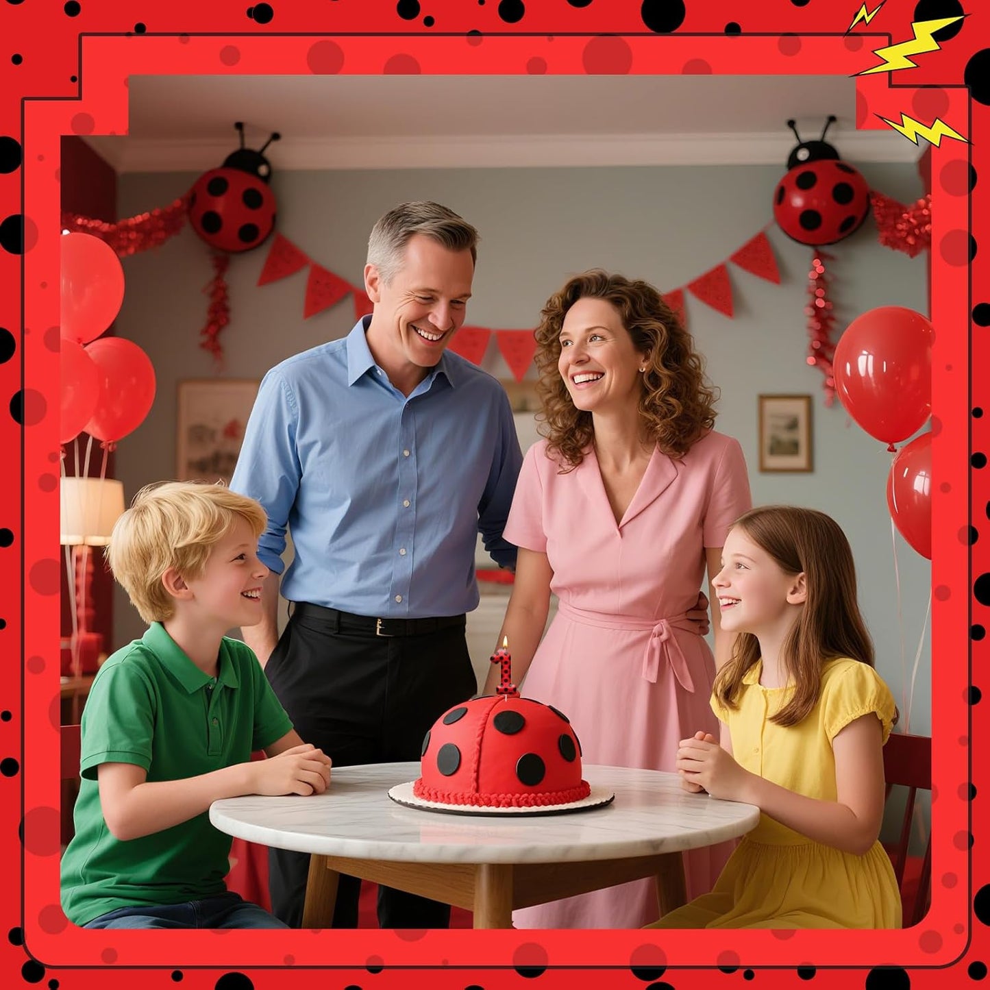 Ladybug Theme Birthday Candles - Red & Black Polka Dot Decorative Candles for Kids Ladybug Themed Parties, Baby Showers, Birthday Cakes, and Ladybird Inspired Celebrations(Number 1)