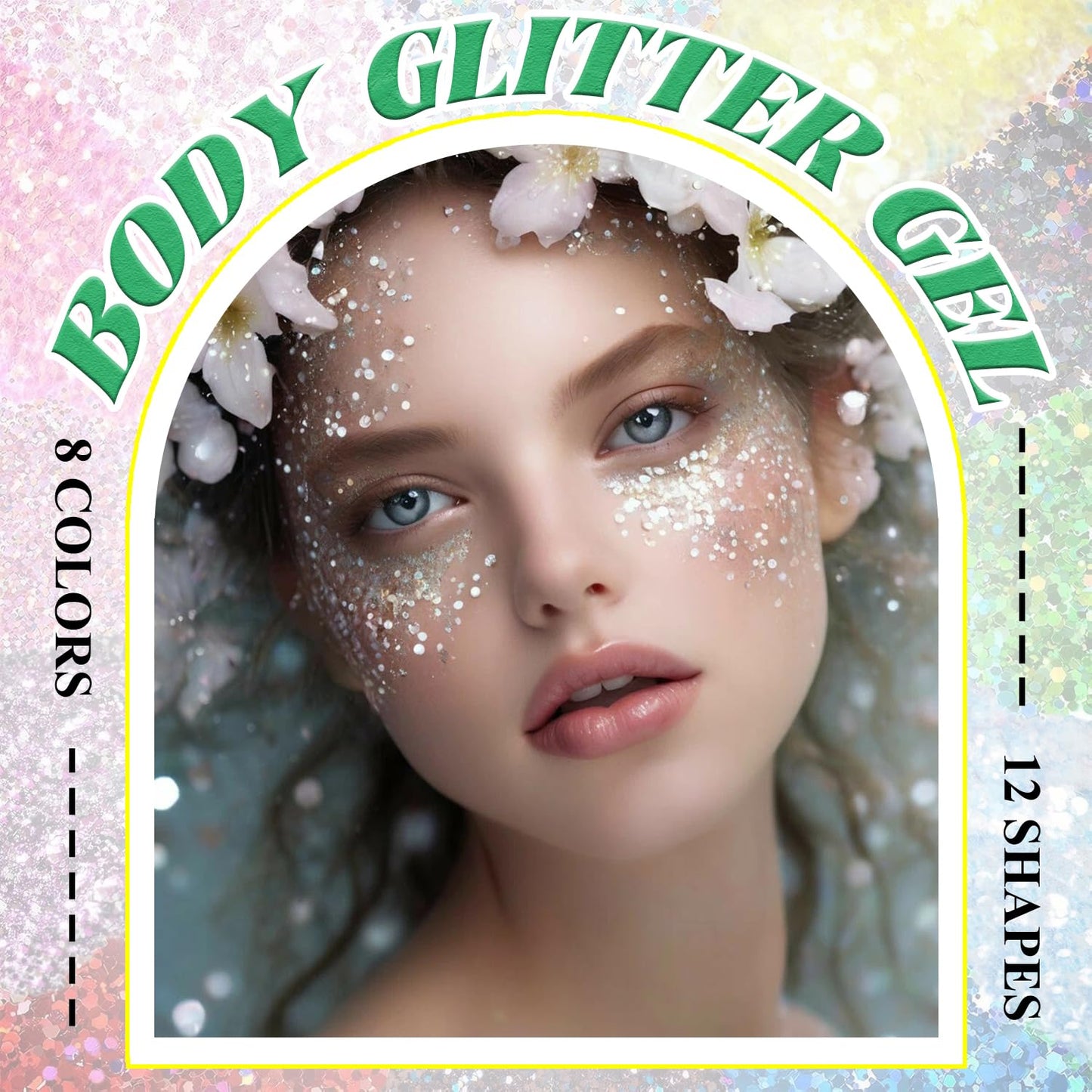 Body Glitter Face Glitter, Hair Glitter for Kids, 12 Shapes Fine Chunky Glitter Gel for Women Girls Makeup Sparkles Party Mermaid Sequins Rave Accessories Singer Concerts Festival (12 Colors)