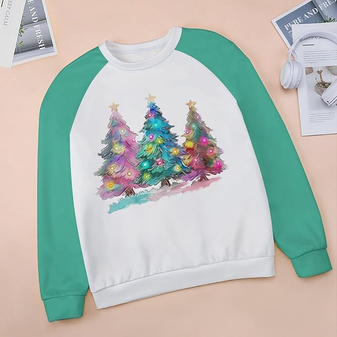 LOAIHA Christmas Sweatshirts for Women Christmas Tree Graphic Shirt Xmas Long Sleeve Merry Christmas Pullover Blouse
