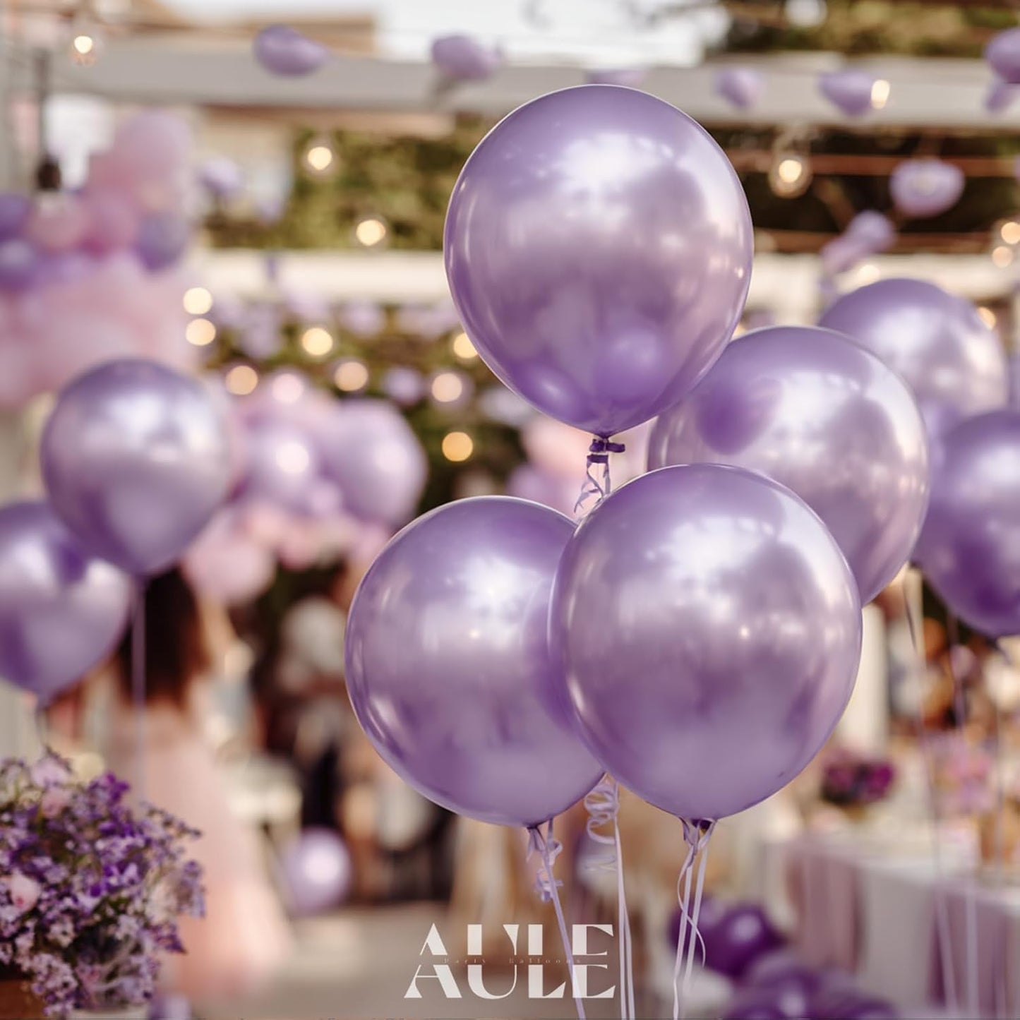 AULE Metallic Light Purple Latex Balloons 50 Pcs 12 inch Chrome Lavender Balloons Lilac Helium Balloons Happy Birthday Graduation Gender Reveal Party Decoration