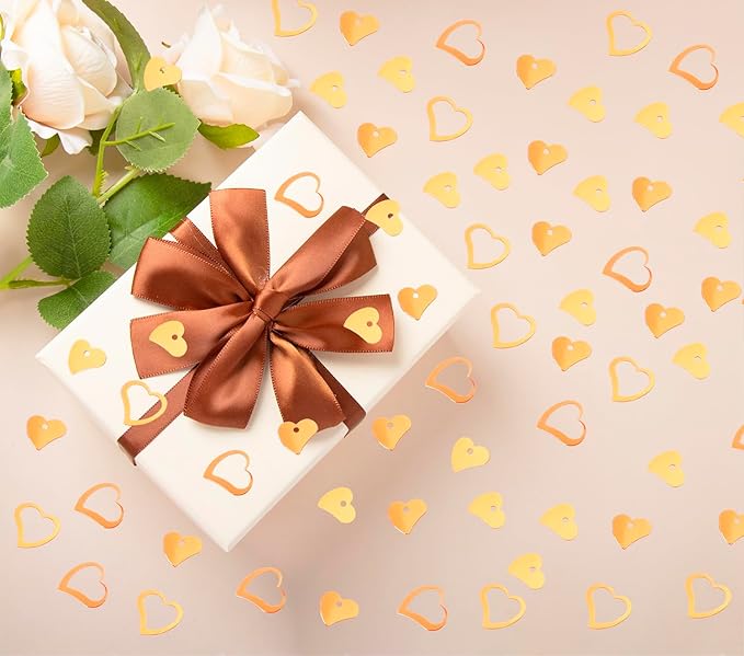 ONLYKXY 1200Pcs Love Heart Shaped Confetti, Table Wedding Decoration, Glitter Confetti for Wedding Party (Glitter Orange)