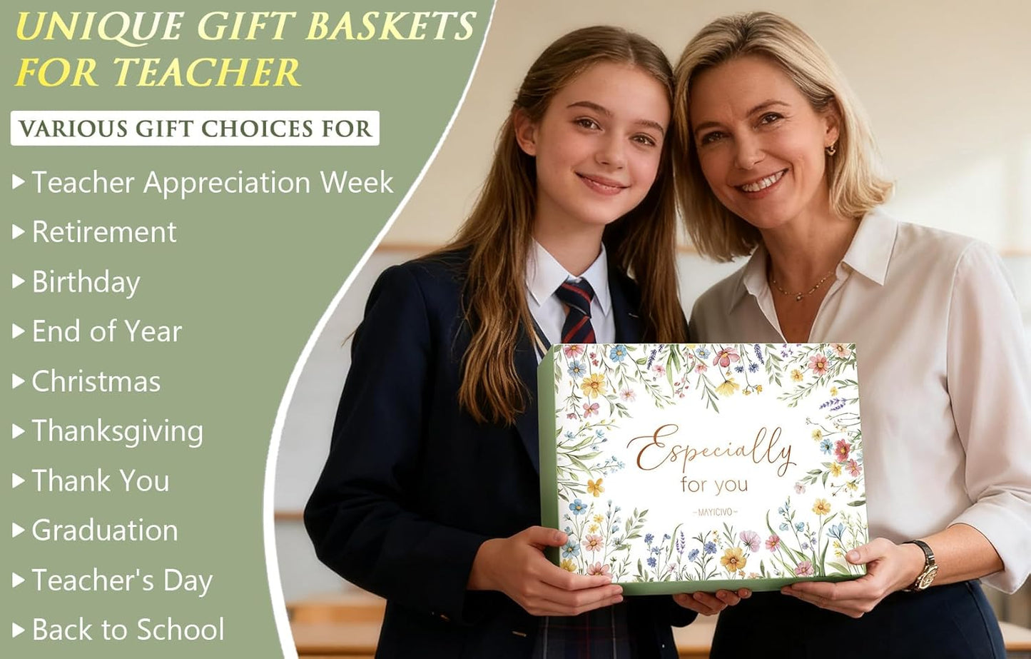 Teacher Christmas Gifts for Women, Best Teacher Appreciation Gifts Funny End of Year Teachers Gift from Student, Birthday Retirement Thank You Gift Baskets for Daycare Teachers with Canvas Tote Bag