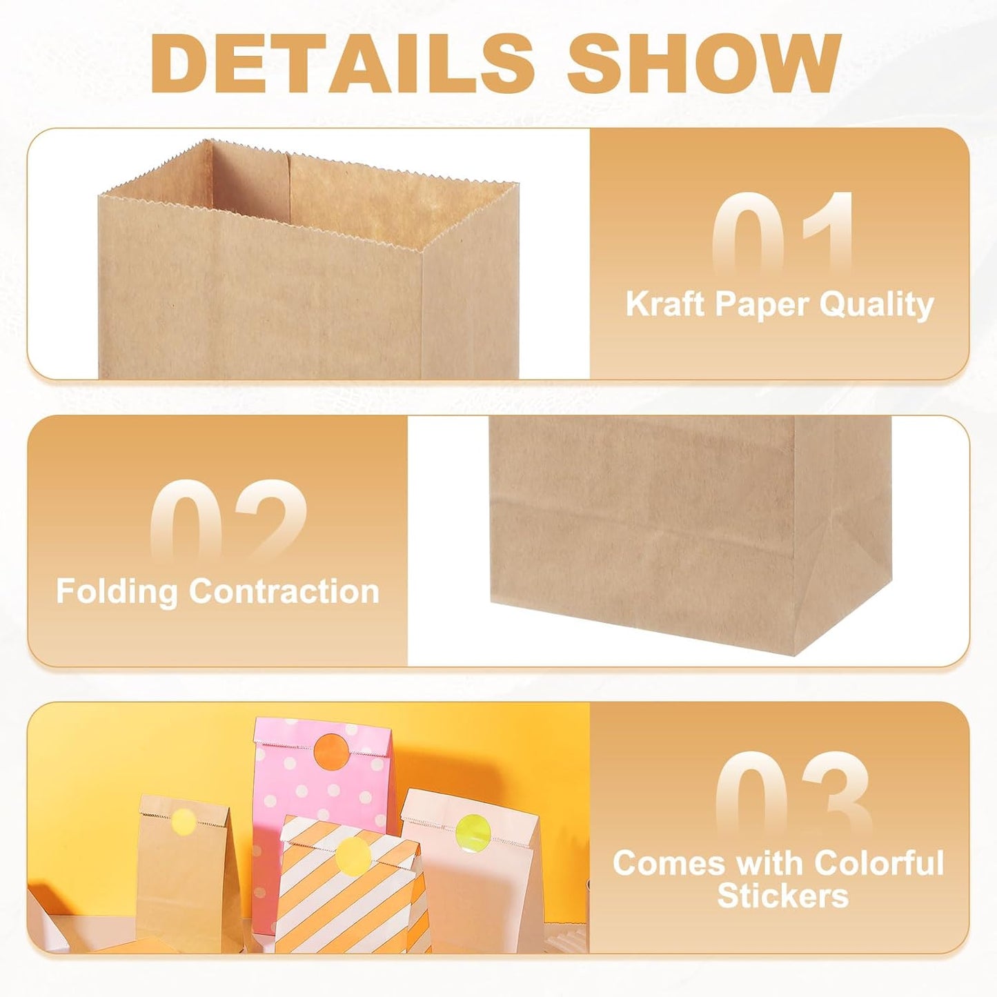PATIKIL Party Favor Bag, 24 Pcs 3.5x2.4x7.1 Inch Mini Paper Candy Bags Gift Treat Celebration Halloween Goody Birthday Wedding Party with Stickers, Brown