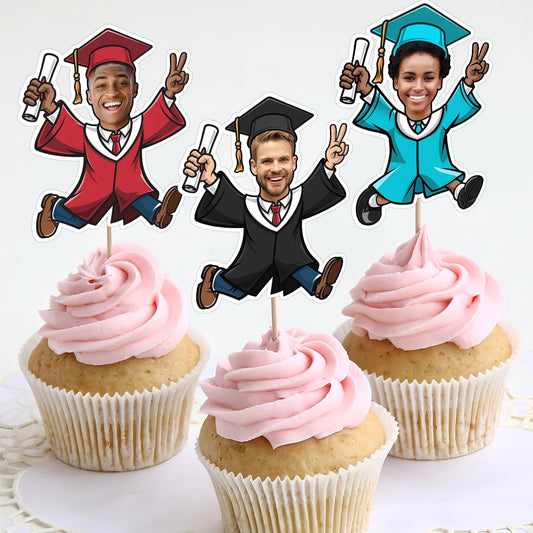 Graduation Cupcake Toppers 2025 - Personalized Graduation Cake Topper Class Of 2025, Custom Photo Christmas Decorations, Congrats Grad Party Supplies Unique Gifts