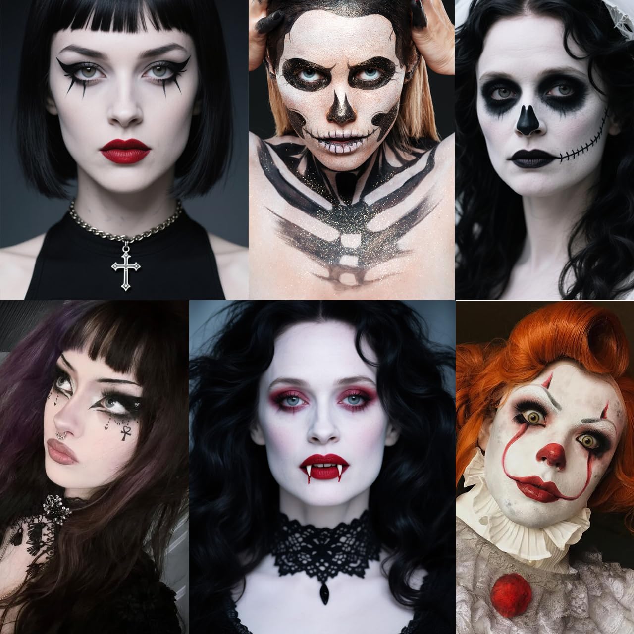 Goth White Foundation Makeup, White Face Body Paint High Coverage Cream to Powder, Waterproof Face Painting Makeup for Clown Zombie Halloween Costume, Professional Greasepaint for Stage SFX Cosplay