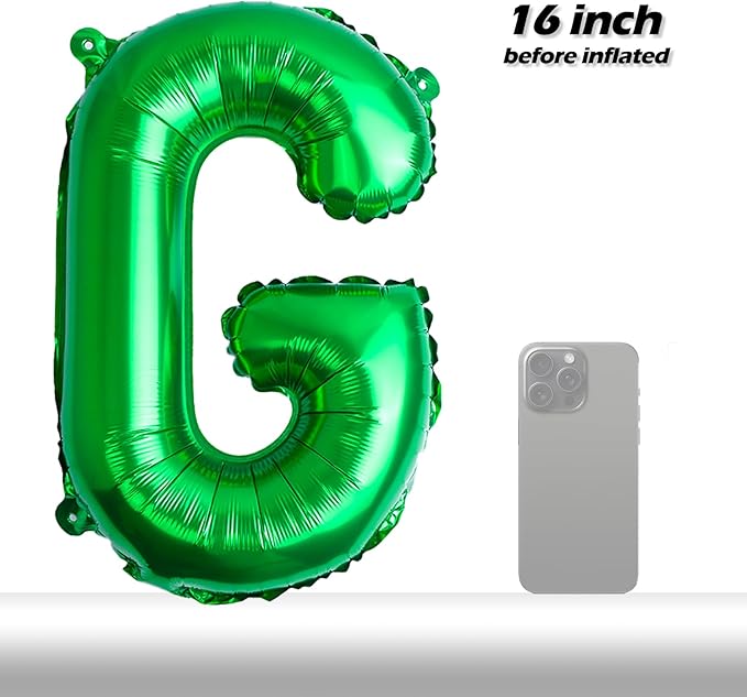 [52 PCS] 16" Foil Green Letter Balloons 2 Sets of A-Z, Mylar Aluminum Hanging Alphabet for Graduation New Year eve Birthday Party Decorations