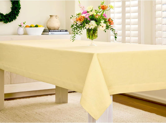 Solino Home Linen Tablecloth for Rectangle Tables 60 x 108 Inch - 100% Pure Linen Golden Straw Table Cloth - Fete, Machine Washable Cloth Tablecloth for Fall, Autumn, Thanksgiving