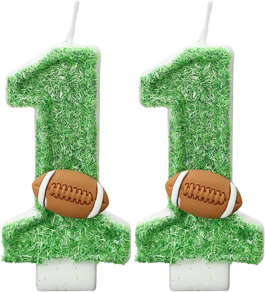 Football Birthday Number Candles for Cake Green Number 11 Candle Football Cake Topper Cupcake Topper for Football Birthday Party Decorations Supplies Favors