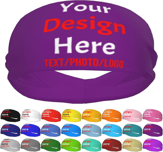 Custom Sweatbands for Men Women, Design Your Own Text Name Image Photo Personalized Sports Headbands