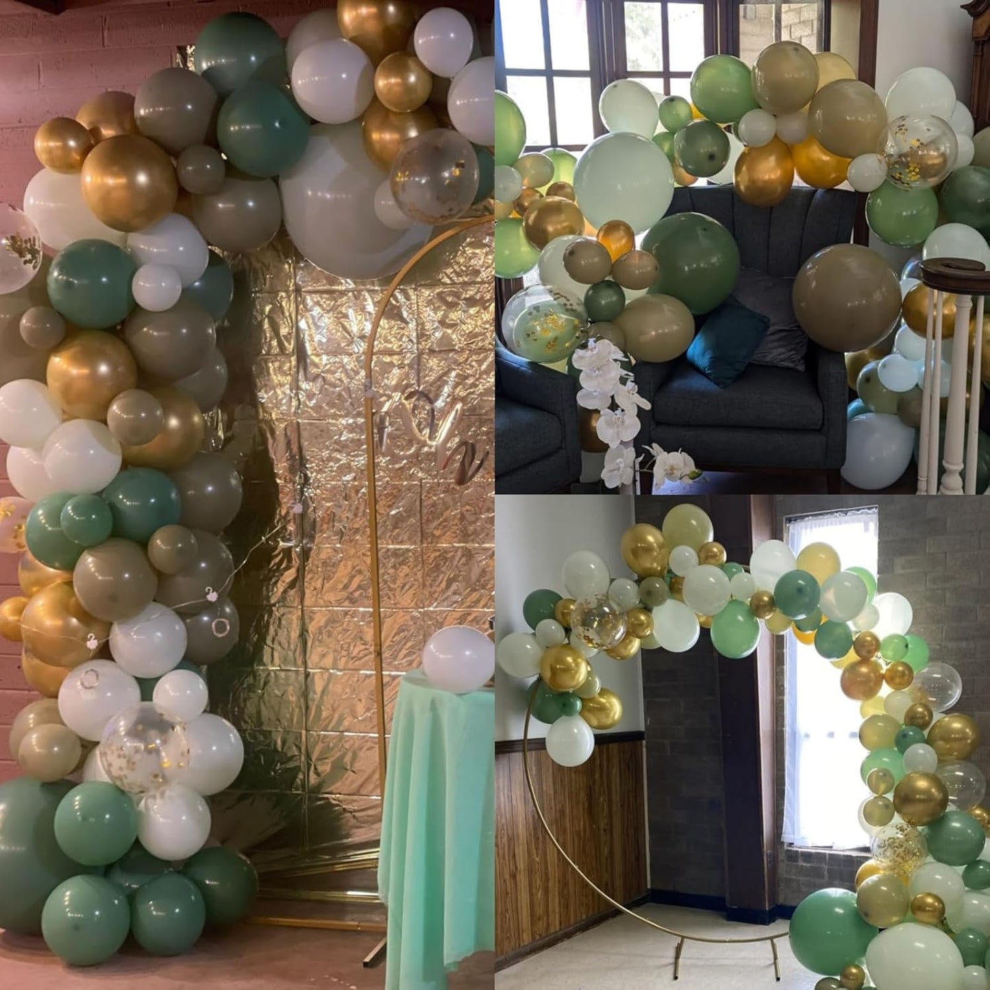 Green and Gold Balloons Sage Green Gold Confetti Balloons for Jungle Safari Party Lion Birthday Decorations Retro Olive Balloons for Arch 60PCS 12INCH Pastel Green Latex Helium Balloon Wild Animal