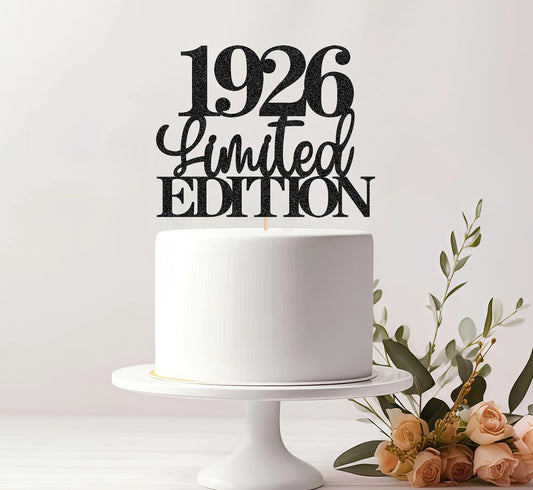 Limited EDITION 1926 Cake Topper - Black Glitter Happy 99th Birthday Party Cake Decoration Supplies, Cheer to 99 Years Cake Bunting Decor for 99th Birthday Party Photo Booth Props