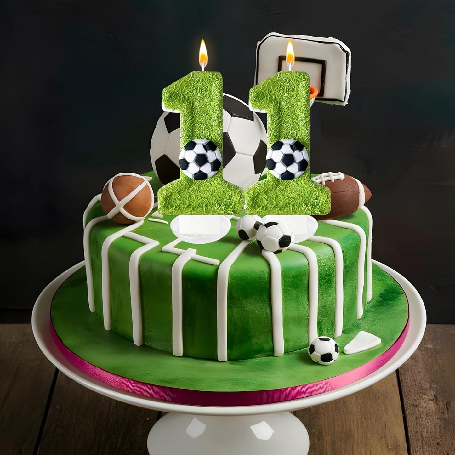 Birthday Candles Numbers，Soccer Birthday Decorations，Suitable for Girl and boy Cake Toppers, Wedding Cakes, Anniversaries, Party Celebrations, Birthday Decorations (Number 11)