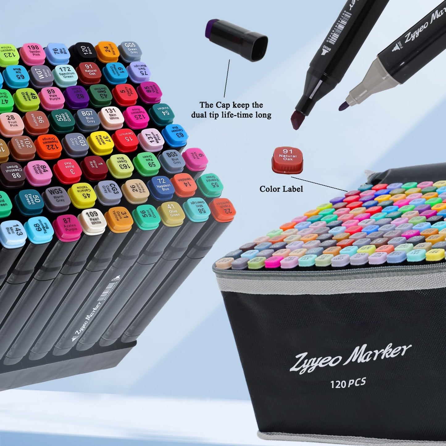 Alcohol Markers Sets,80 Colors Dual Tip Art Marker Pens with Portable Bag for Sketching,Drawing with Non-Blending,Coloring,Gifts for Artist, Adult,Kids.