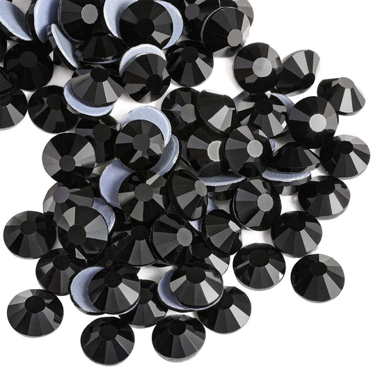Beadsland Hotfix Rhinestones, 1440pcs Flatback Crystal Rhinestones for Crafts Clothes DIY Decoration, Black, SS12, 3.0-3.2mm