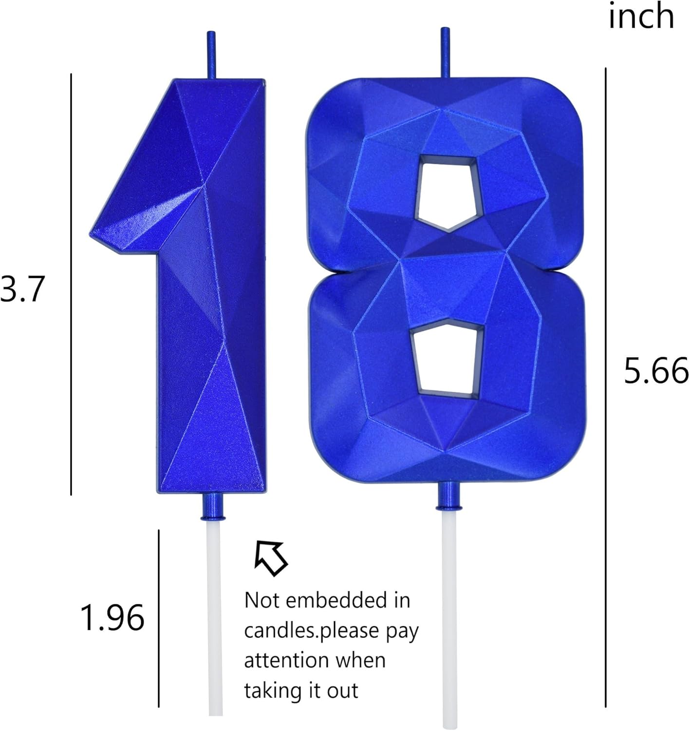 DERVENTA Large Birthday Candle Number 3D Blue 3.7 inch Party Celebration Anniversary Decoration Cake Topper 1 Piece (Number 18 Blue)