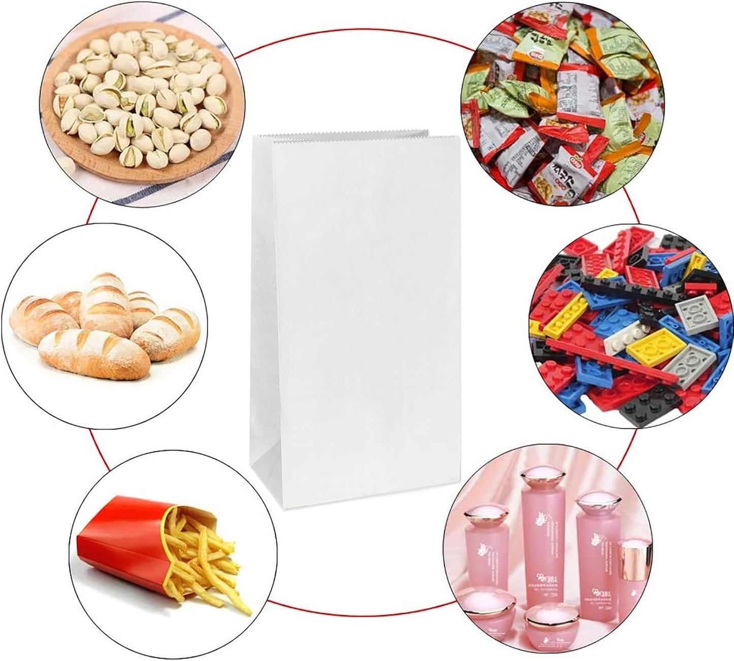 KEYYOOMY White Paper Bags Small White Paper Lunch Bags Party Favor Bag Goodie Bag for Wedding Birthday Party (72 CT, 3 Sizes)