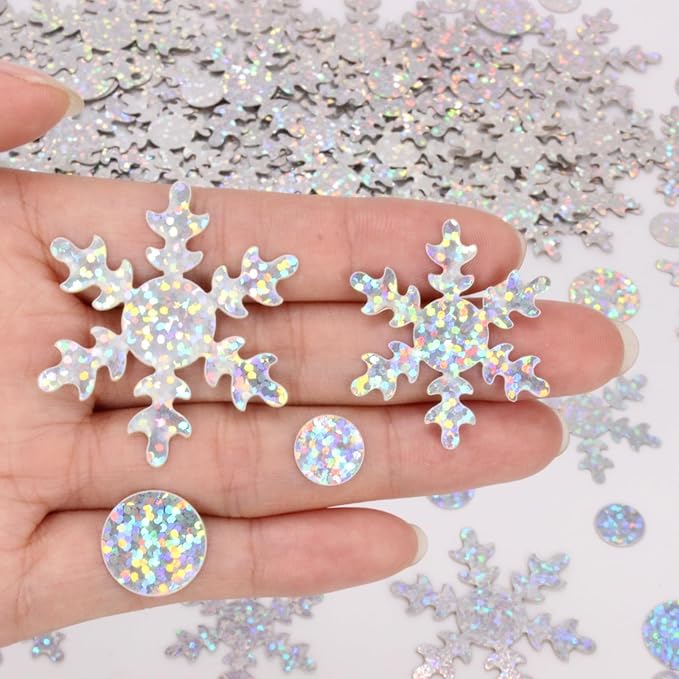 Snowflake Confetti - 300 PCS Glitter Christmas Sequins for Winter Wonderland Party Decorations, Iridescent Snow for Snowflake Decorations