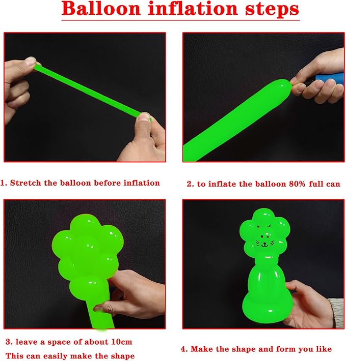 260 long balloons for balloon animals 100 Pack Thickening Latex Modeling Long Magic Balloons Twisting DIY Animal Balloon for Beginners Children's Party Carnivals Party Decorations (green balloon)