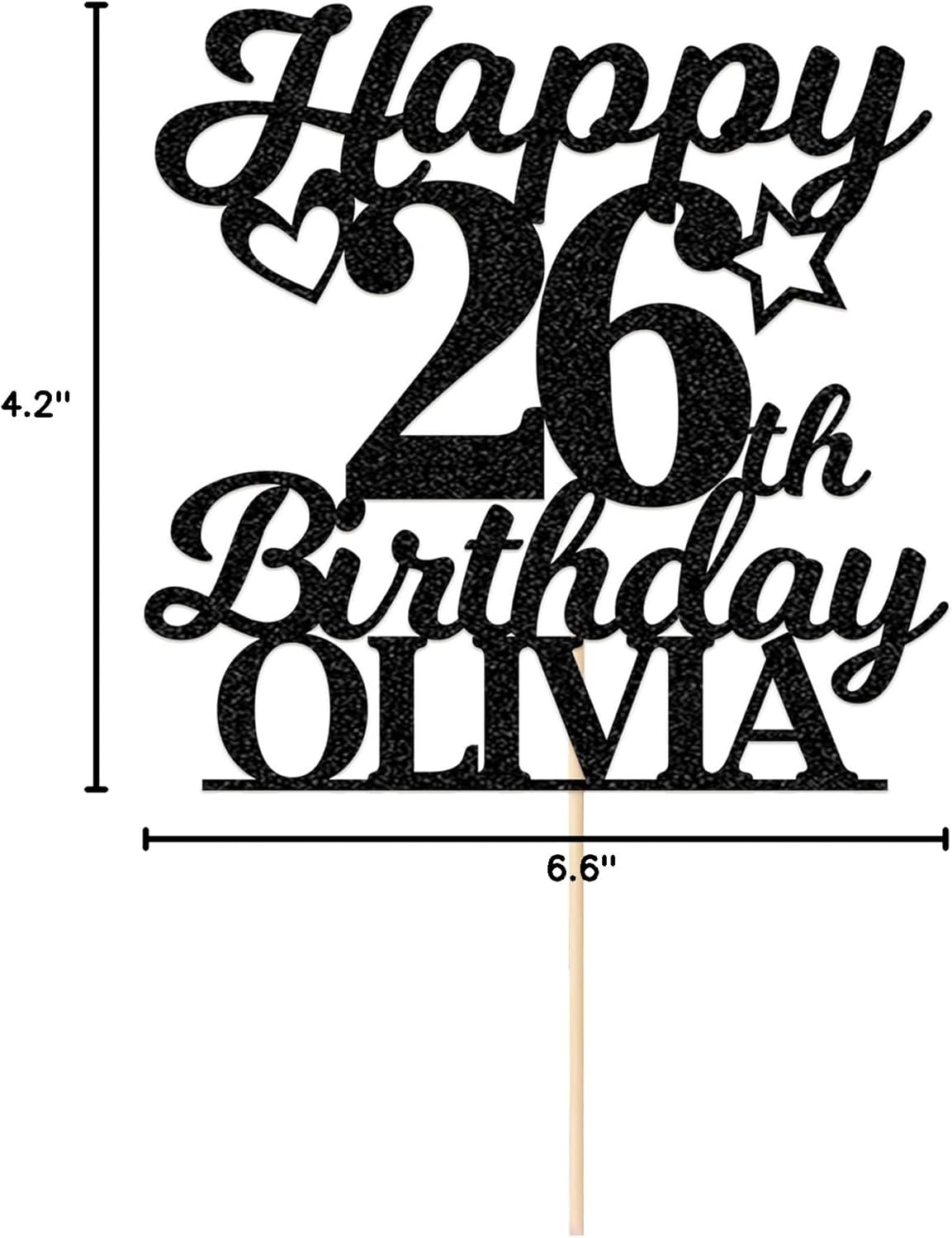 Personalized Happy Birthday Cake Toppers Birthday Cake Topper Gifts for Women Men Custom Glitter Cake Toppers with Any Name & Age for 18th 21st 30th 40th 50th 60th Cake Decorations (Black)