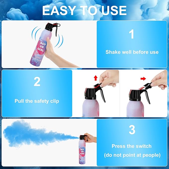 Large Gender Reveal Smoke Bombs 2 Packs, Blue Biodegradable Powder Spray for Baby Boy Reveal, Long-Lasting 10ft Smoke Effect, Unique Gender Reveal Ideas & Party Decorations