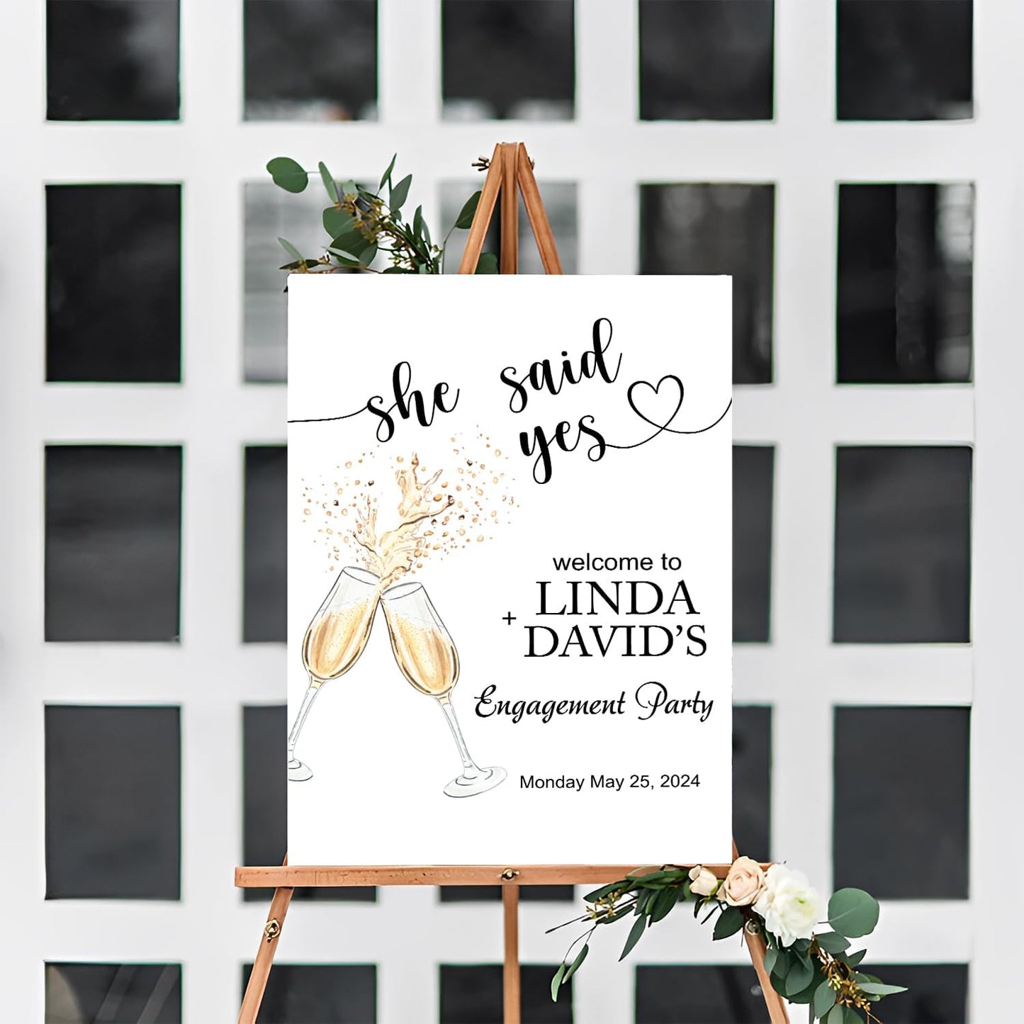 Boho Champagne Cheers Brunch and Bubbly Rustic Engagement Party Sign, Boho Engagement Party Welcome Sign, Engagement Party Welcome Sign, Engagement Yard Sign