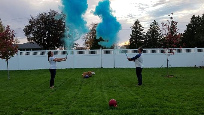 Gender Reveal Surprise - Blue Powder Cannon Bundle - Easy to Use Blue Powder Cannon for Baby Gender Reveal Parties - Includes 8 Balloon Decorations - 16 Inch - 4 Pack