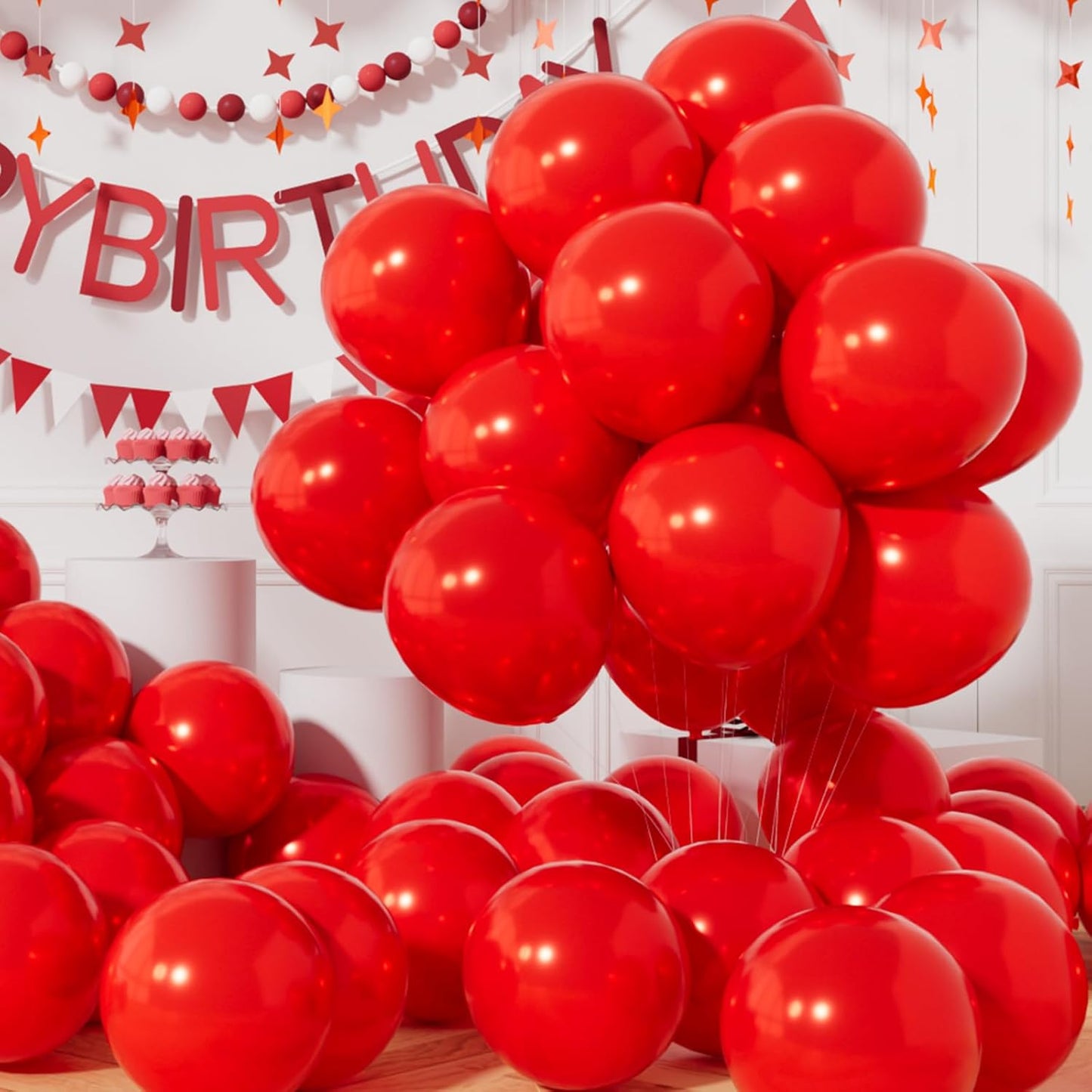 AULE Red Balloons 12 inch 50 Pcs Latex Balloons Helium Shiny Thicken Balloon Perfect Party Decoration for Wedding Birthday Baby Shower Graduation Carnival