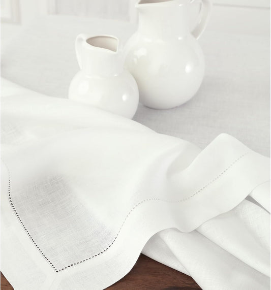 Solino Home Linen Tablecloth for Rectangle Tables 60 x 156 Inch - Classic Hemstitch 100% Pure Linen White Table Cloth - Machine Washable Cloth Tablecloth for Christmas, Fall, Halloween, Thanksgiving