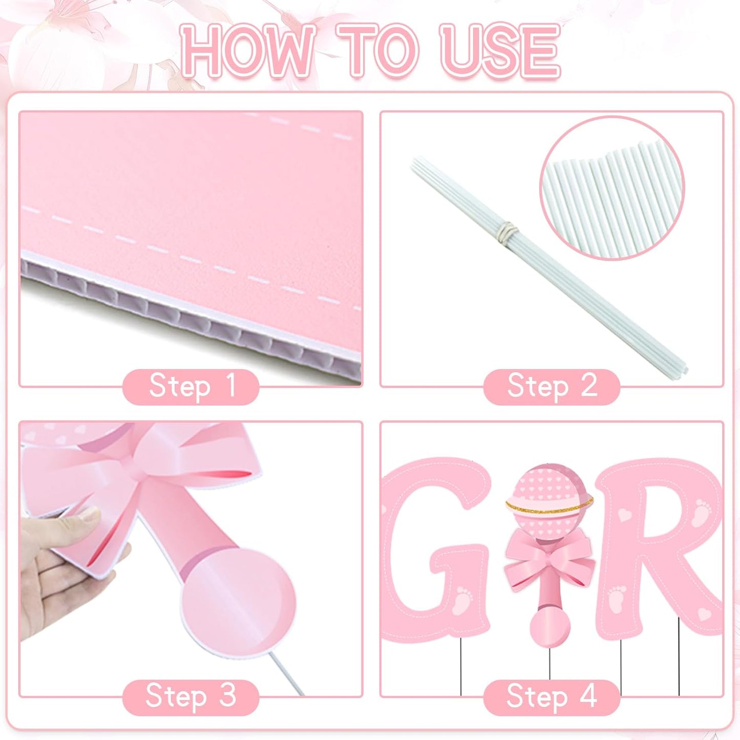 Easy Joy Gender Reveal Party Decorations Baby Shower Letters Yard Sign Newborn Baby Birthday Decor Outdoor Garden Lawn Party Decorations with Stakes Party Supplies Boy or Girl, 10 pieces