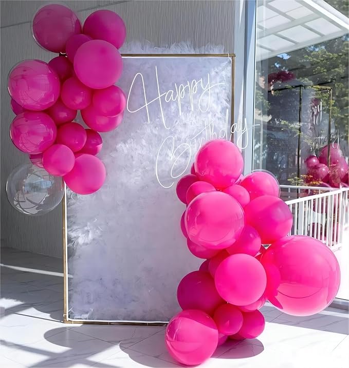 Hot Pink Balloons, 140pcs 18 12 10 5 Inch Different Sizes Pack Party Latex Balloons for Birthday Halloween Holiday Balloon Garland as Party Decorations