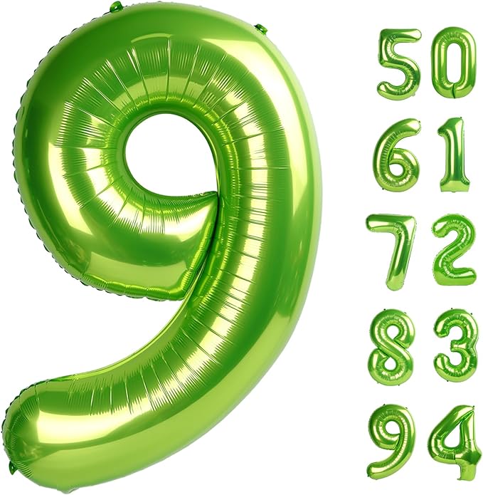 Light Green 9 Balloon, Number Balloons 40 Inch, 9th Giant Birthday Decorations for Girls, 19th 29th Party Decorations Supplies, Number 9 Balloon