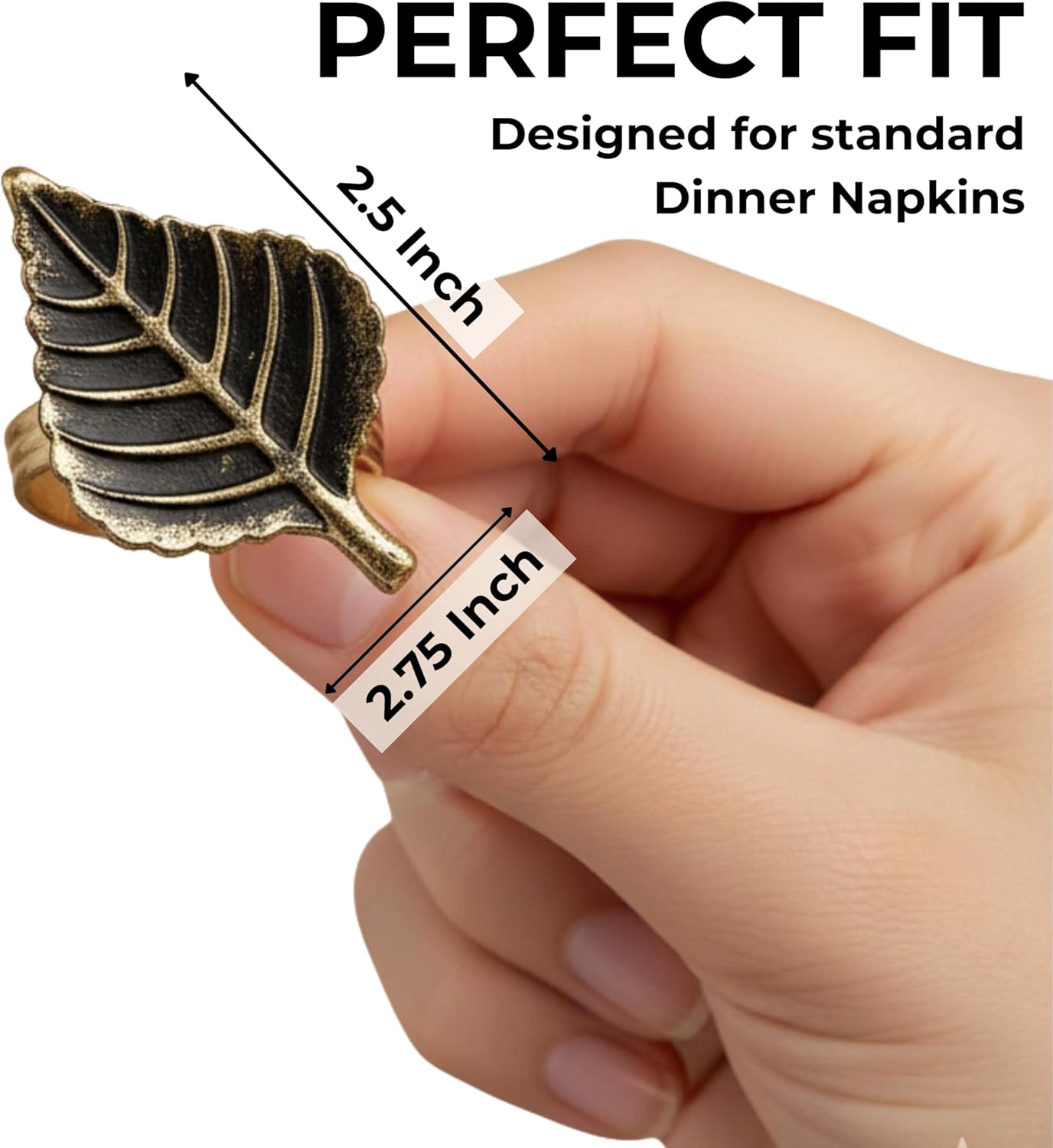 Set of 12 Napkin Rings for Farmhouse Decor Premium Metal Leaf Dinnerware Napkin Holders Thanksgiving, Christmas, and Easter Table Setting (Antique Gold) - ALPHA Living HOME