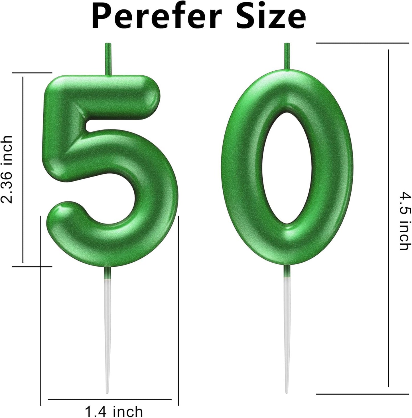 Green Number 50 Candle Happy Birthday 3D Number Candles for Birthday Cake Party Decoration Wedding Anniversary Celebration Supplies