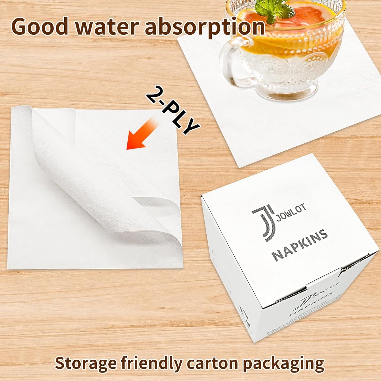Cocktail Napkins - 200 Count 2-Ply White Disposable Napkins, 5.5x5.5 Inch Folded Beverage Napkins Paper for Dinner Wedding Bar Birthday Party and Everyday Use