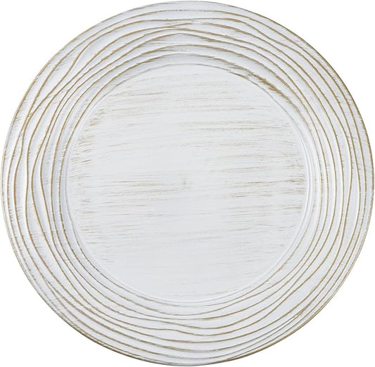 13 Inch Round Charger Plates, Set of 6, Dinner Chargers Bulk Wedding (Vintage White)