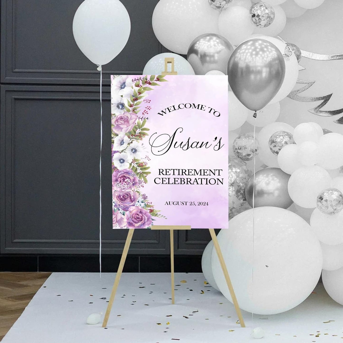 Retirement Welcome Sign Template - Floral Buffet Sign for Celebration Party Decor
