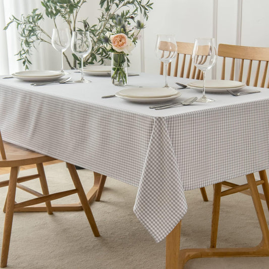 maxmill Checkered Rectangular Tablecloth Water Resistance Antiwrinkle Spillproof Heavy Weight Soft Gingham Plaid Table Cloth for Buffet Banquet Parties Holiday Dinner, 60 x 104 Inch Grey White