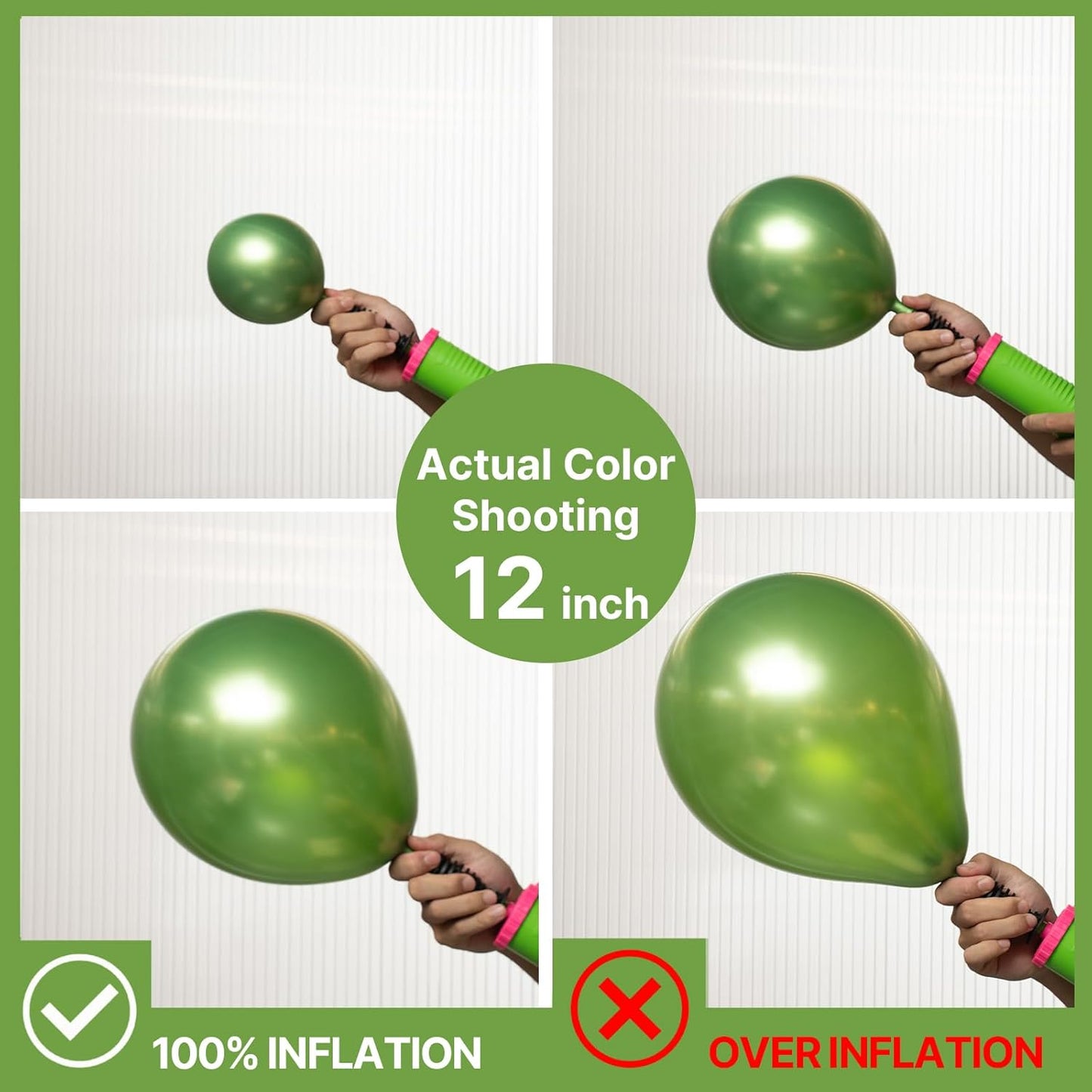 PartyWoo Metallic Green Balloons 50 pcs 12 Inch Metallic Apple Green Latex Helium Balloons for Graduation Halloween Safari Dinosaur Summer Weddings Baby Showers Birthday Party Decorations Green-G121