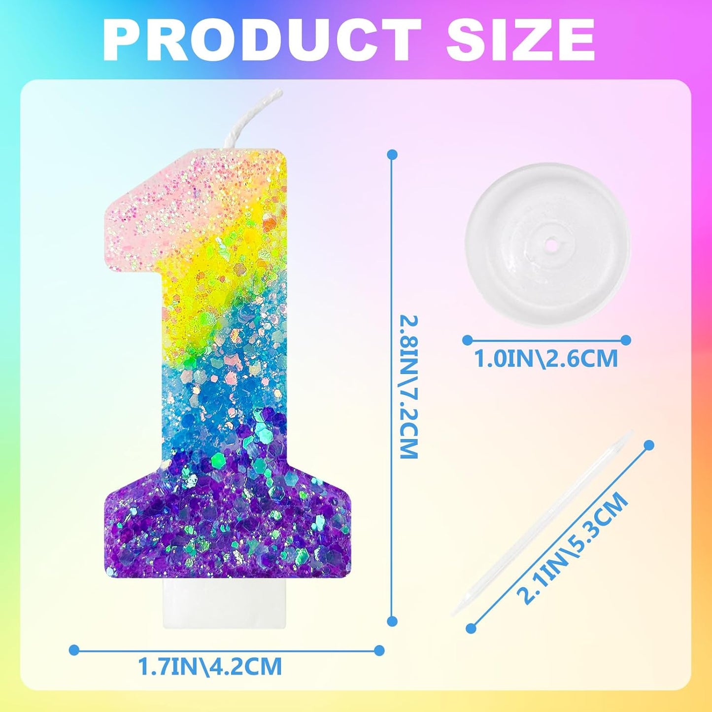 Birthday Candles Pastel Macaron Glitter 3D Rainbow Number Candles for Birthday Cake Girls Women Sweet Theme Birthday Wedding Anniversary Party Cake Decoration (Number 1)