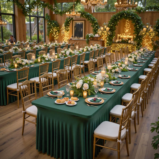 Outpain 6ft Spandex Table Cloth for Standard Folding Tables-4Pack Hunter Green Table Cloth Table Protector for Party, Wedding, Cocktail, Banquet, Festival