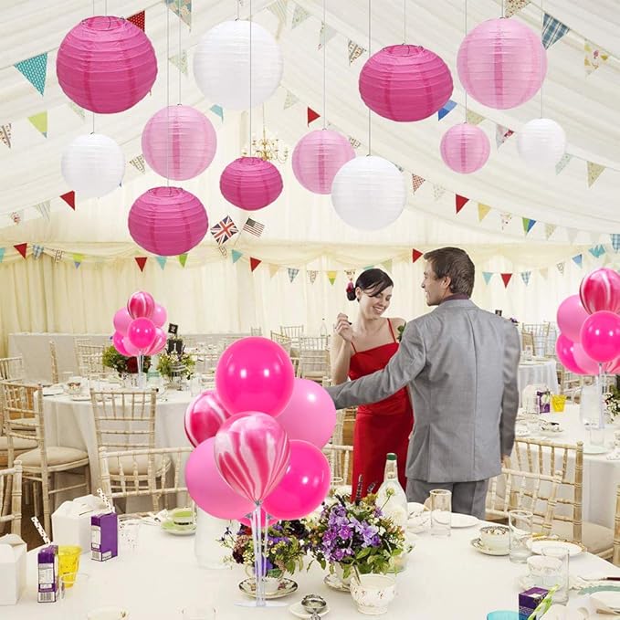 TONIFUL 4 Balloons Stand Kit Pink Marble Centerpieces Table Decoration for Hot Girl Sweet 16th Birthday Decorations Bridal Shower,Baby Shower,15th Quinceanera Table Party Decorations
