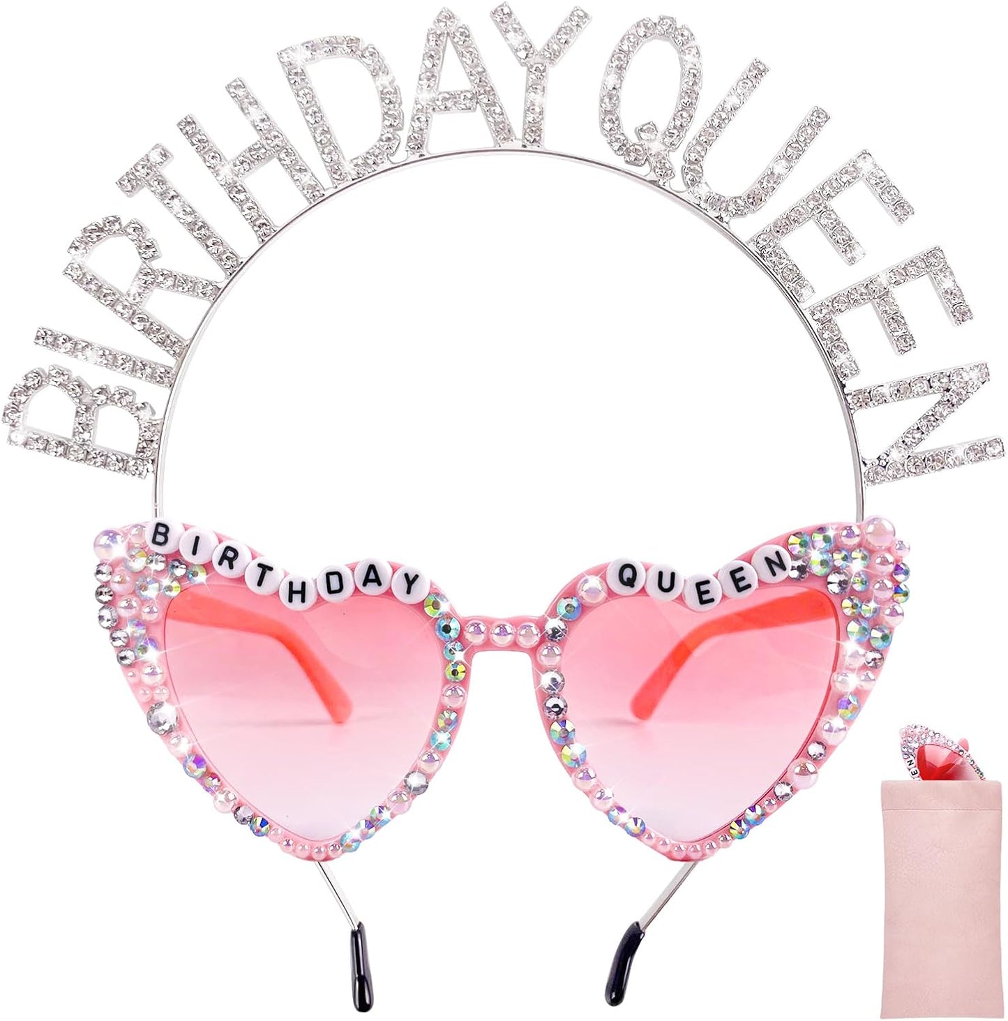 Birthday Queen Sunglasses with Crown, Birthday Glasses Headband Tiara for Women, Gifts Accessories Decorations
