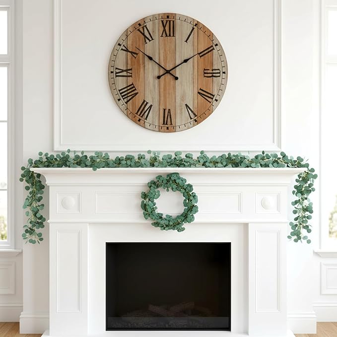 36 Pcs Artificial Eucalyptus Garland, Eucalyptus Greenery Leaves Table Garland Faux Leaf Plants Hanging Wreath Vines for Wedding Party Wall Table Home Fireplace Bedroom Decor
