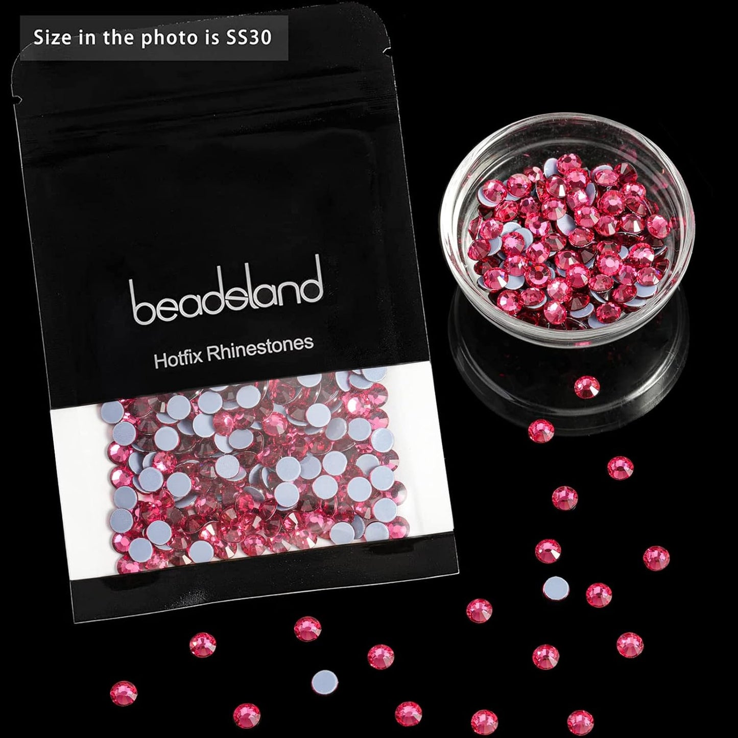 Beadsland Hotfix Rhinestones, 1440pcs Flatback Crystal Rhinestones for Crafts Clothes DIY Decorations,Rose, SS12, 3.0-3.2mm