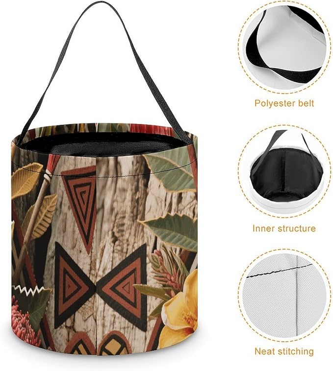 Halloween Candy Bucket - Ethnic Flower Trick Or Treat Candy Bag, Gift Bag for Party Favor Supplies
