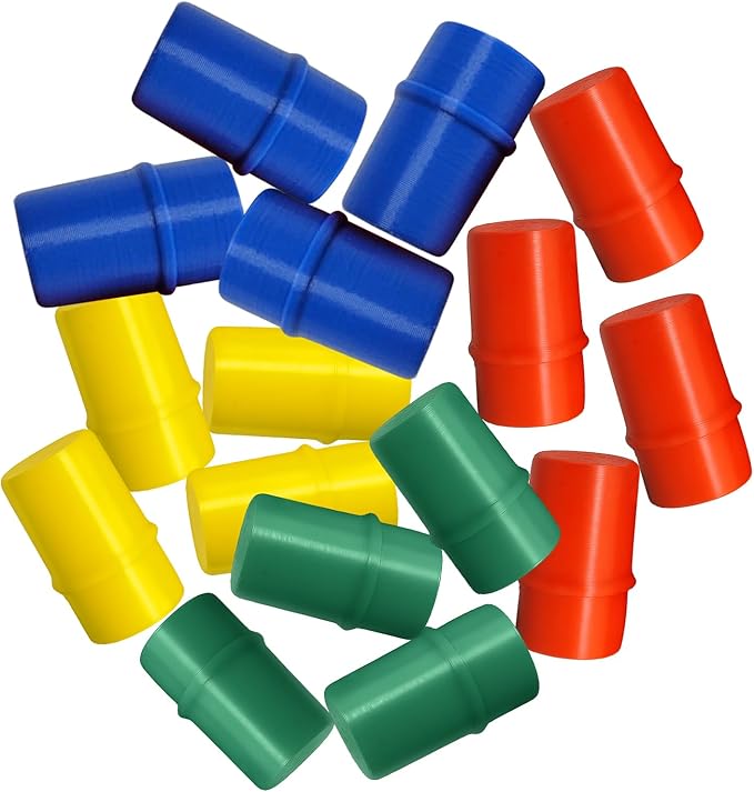 Menethil Trouble Board Game Replacement Parts - 16 Piece Set (Red, Green, Blue, Yellow) - Movers, Pawns & Pegs