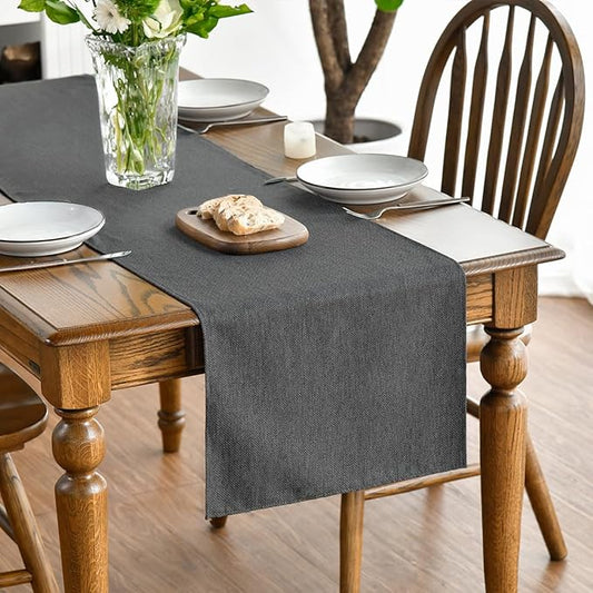 Artoid Mode Grey Table Runner, Seasonal Washable Kitchen Dining Table Decoration for Home Party Decor 13x120 Inch